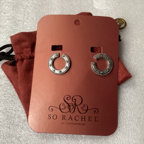 SO RACHEL By Longaberger Silver Oxidized Chain Link Earrings New - Picture 2 of 7